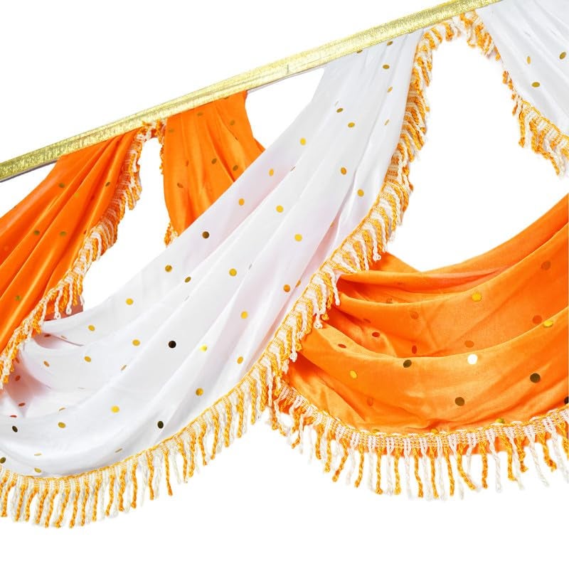 PRIYAKANT SAFAWALA PRIYAKANT SAFAWALA Ganpati Decoration Kaichi Jhalar Ideas at Home Festival Temple Wedding and Special Ganesh Chaturthi Decoration Jhalar Size Length 30 Feet and Hight 18 Inches Mango and White - Image 5