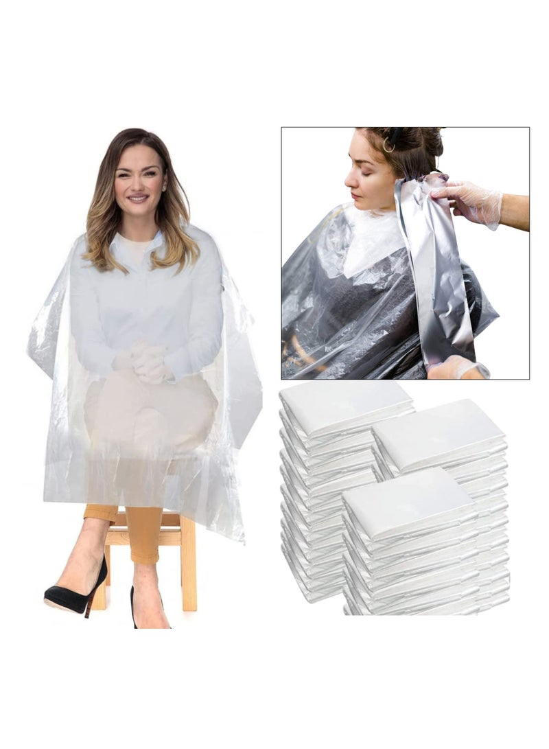 UA-Pack of 50 Disposable Capes – Clear, Waterproof Hair Salon Capes for Adults & Kids. Ideal for Haircuts, Shampooing, Hair Coloring, and Perming at Home or in a Barbershop. Perfect for Hair Stylists and Home Hairdressing. - Image 1