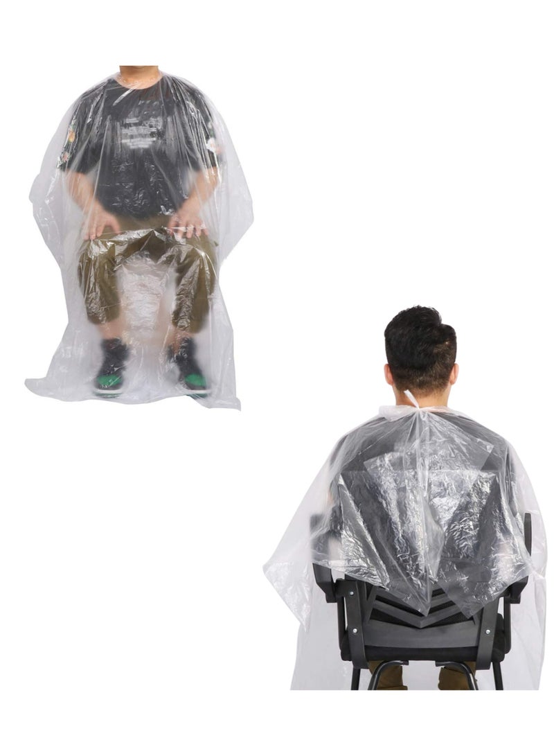 UA-Pack of 50 Disposable Capes – Clear, Waterproof Hair Salon Capes for Adults & Kids. Ideal for Haircuts, Shampooing, Hair Coloring, and Perming at Home or in a Barbershop. Perfect for Hair Stylists and Home Hairdressing. - Image 2