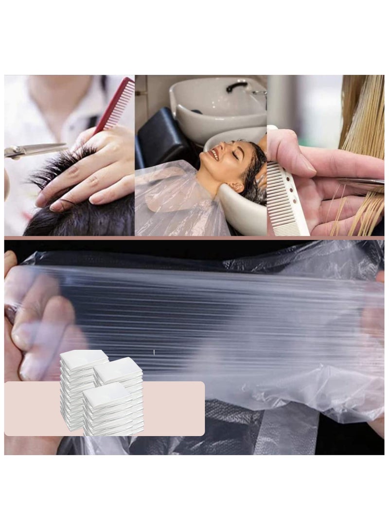 UA-Pack of 50 Disposable Capes – Clear, Waterproof Hair Salon Capes for Adults & Kids. Ideal for Haircuts, Shampooing, Hair Coloring, and Perming at Home or in a Barbershop. Perfect for Hair Stylists and Home Hairdressing. - Image 3