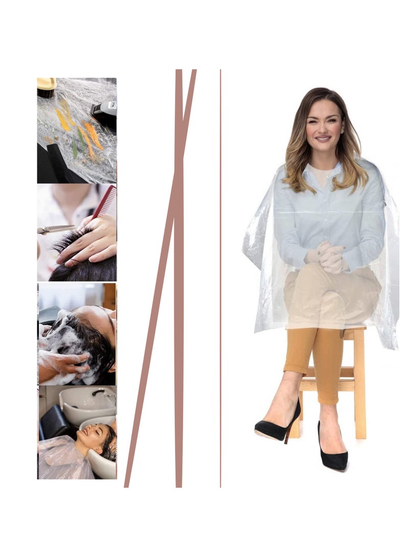 UA-Pack of 50 Disposable Capes – Clear, Waterproof Hair Salon Capes for Adults & Kids. Ideal for Haircuts, Shampooing, Hair Coloring, and Perming at Home or in a Barbershop. Perfect for Hair Stylists and Home Hairdressing. - Image 5