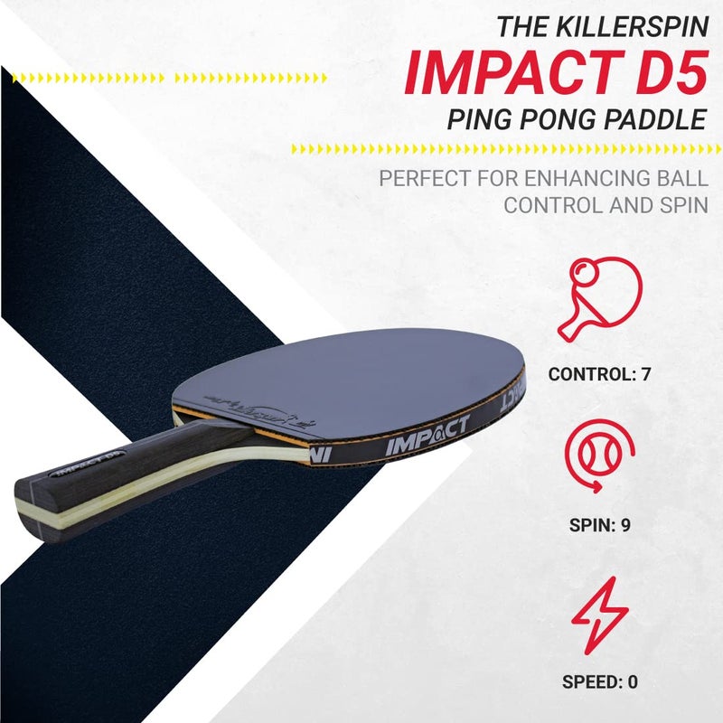 Killerspin Impact D5 Ping Pong Paddle, Table Tennis Racket, Table Tennis Equipment for Intermediates, Table Tennis Paddle with Wood Blade, Black - Image 4