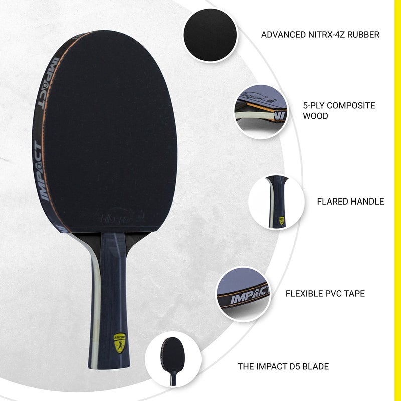 Killerspin Impact D5 Ping Pong Paddle, Table Tennis Racket, Table Tennis Equipment for Intermediates, Table Tennis Paddle with Wood Blade, Black - Image 2