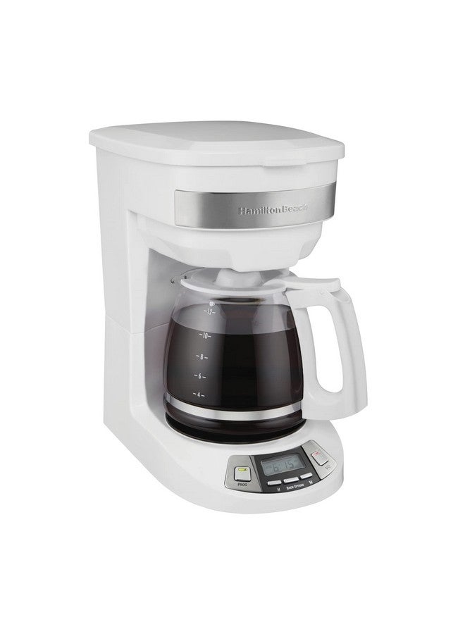 Hamilton Beach 12 Cup Programmable Drip Coffee Maker with 3 Brew Options, Glass Carafe, Auto Pause and Pour, White (46294) - Image 1