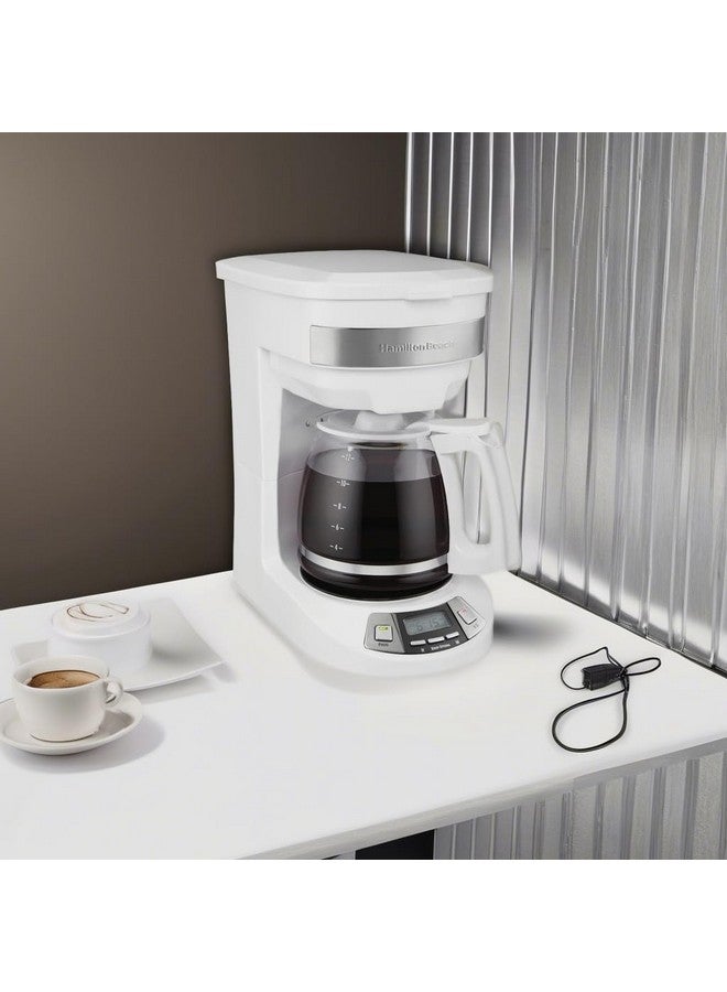 Hamilton Beach 12 Cup Programmable Drip Coffee Maker with 3 Brew Options, Glass Carafe, Auto Pause and Pour, White (46294) - Image 5