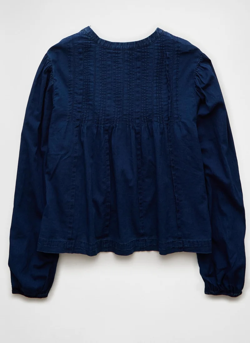 امريكان ايجل Pintucked Long-Sleeve Blouse