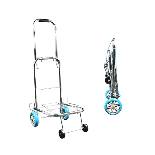 Dhaval 200KG Heavy-Duty Foldable Stainless Steel Luggage Cart Trolley with 4 PU Wheels | Portable Folding Hand Truck with Elastic Rope | Travel Suitcase Carrier, Warehouse Cargo Dolly, Grocery - Image 1