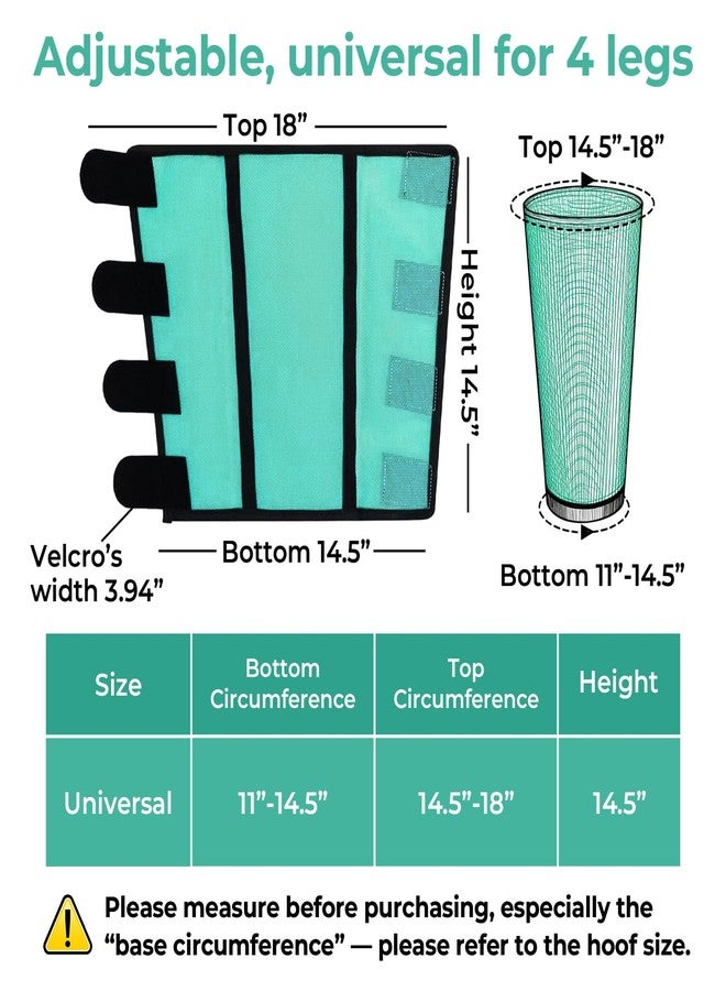 KUEIOX Mesh Horse Fly Boots Set of 4，Adjustable and Universal Loose Fitting & Non-Slip Horse Fly Leggings for Horses,Reduce Stressful Stomping (Green) - Image 3