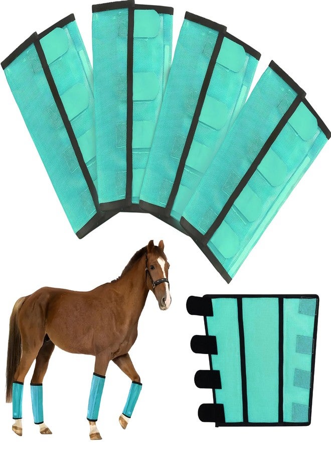 KUEIOX Mesh Horse Fly Boots Set of 4，Adjustable and Universal Loose Fitting & Non-Slip Horse Fly Leggings for Horses,Reduce Stressful Stomping (Green) - Image 1