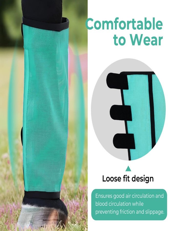 KUEIOX Mesh Horse Fly Boots Set of 4，Adjustable and Universal Loose Fitting & Non-Slip Horse Fly Leggings for Horses,Reduce Stressful Stomping (Green) - Image 2