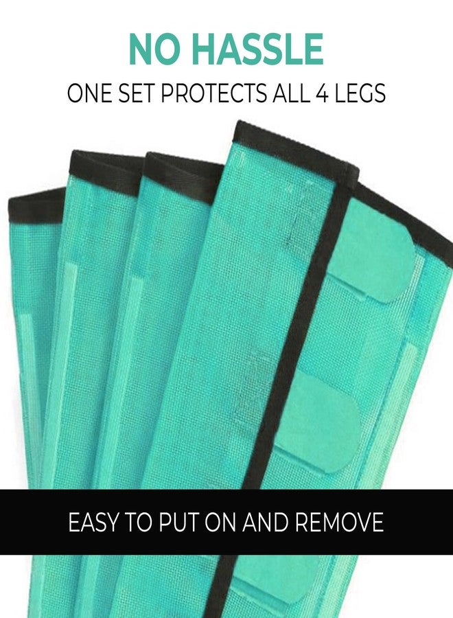 KUEIOX Mesh Horse Fly Boots Set of 4，Adjustable and Universal Loose Fitting & Non-Slip Horse Fly Leggings for Horses,Reduce Stressful Stomping (Green) - Image 4