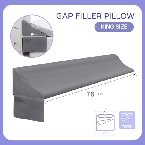 Vekkia King Size Bed Wedge Pillow for Headboard/Bed Wedge Gap Filler/Mattress Gap Filler/Wedge Pillow Headboard to Close The Gap (0-6") Between Your Headboard and Mattress, (Grey 76"x10"x7") - Image 2