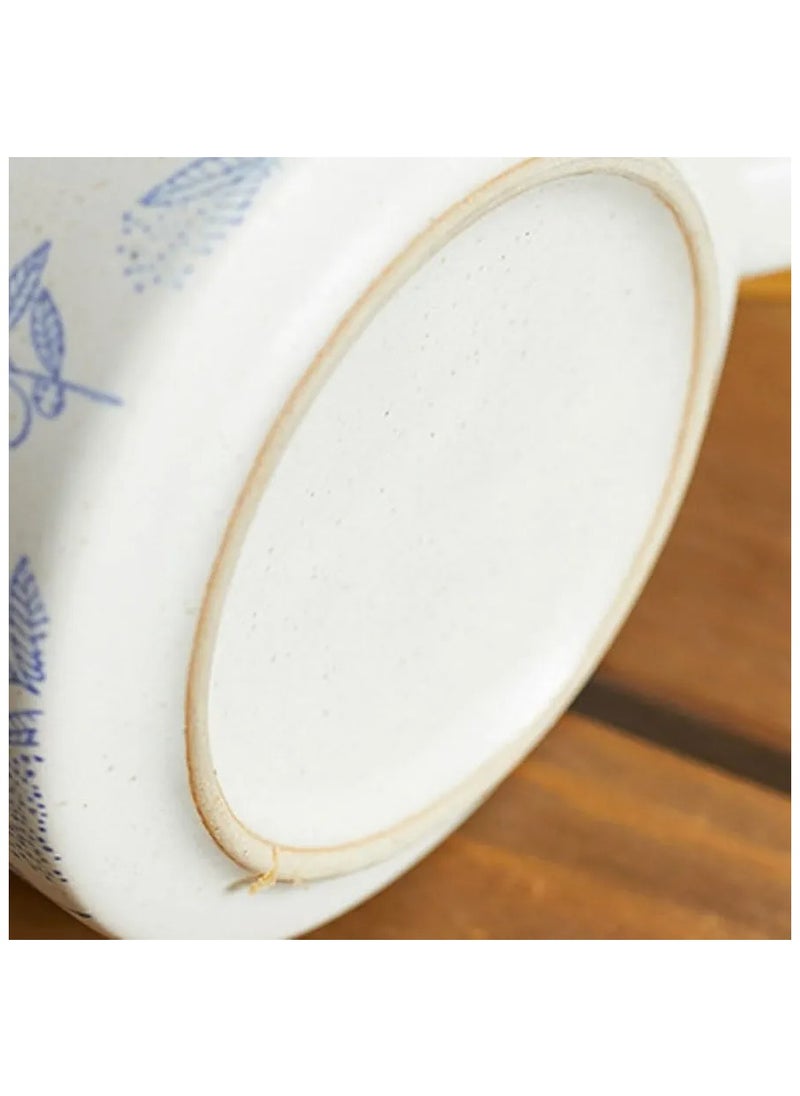 Qahwa White ceramic mug with elegant blue print and double handle provides exceptional comfort and modern elegance.  - Image 5