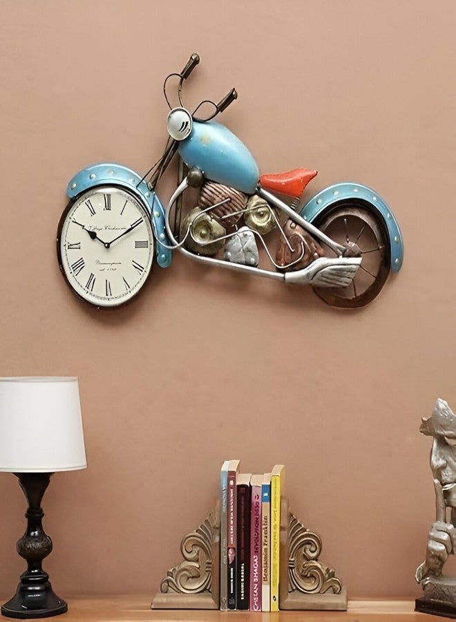 RHD Bike Time Metal Abstract/Wall Sculpture/Wall Hanging/Wall Art Multicolor for Home Decoration/Living Room/Office/Cafe (Turquoise)(28X2X18 IN) - Image 1