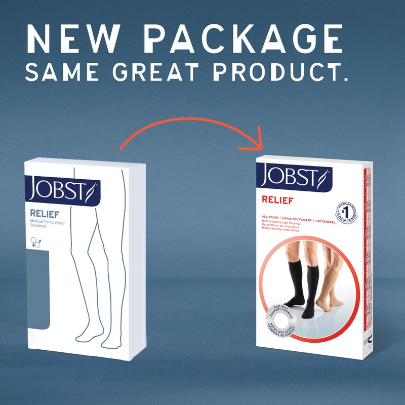 JOBST Relief 20-30 mmHg Compression Socks  Thigh High with Silicone Band  Beige  Small - Image 5