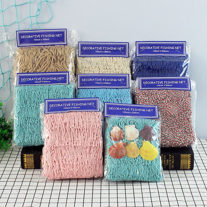 Mediterranean Style Fishing Net Decorative Mesh Shell Hemp Rope Creative Color Net Wall Decorations - Image 2