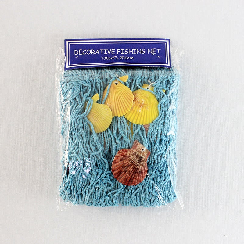 Mediterranean Style Fishing Net Decorative Mesh Shell Hemp Rope Creative Color Net Wall Decorations - Image 1