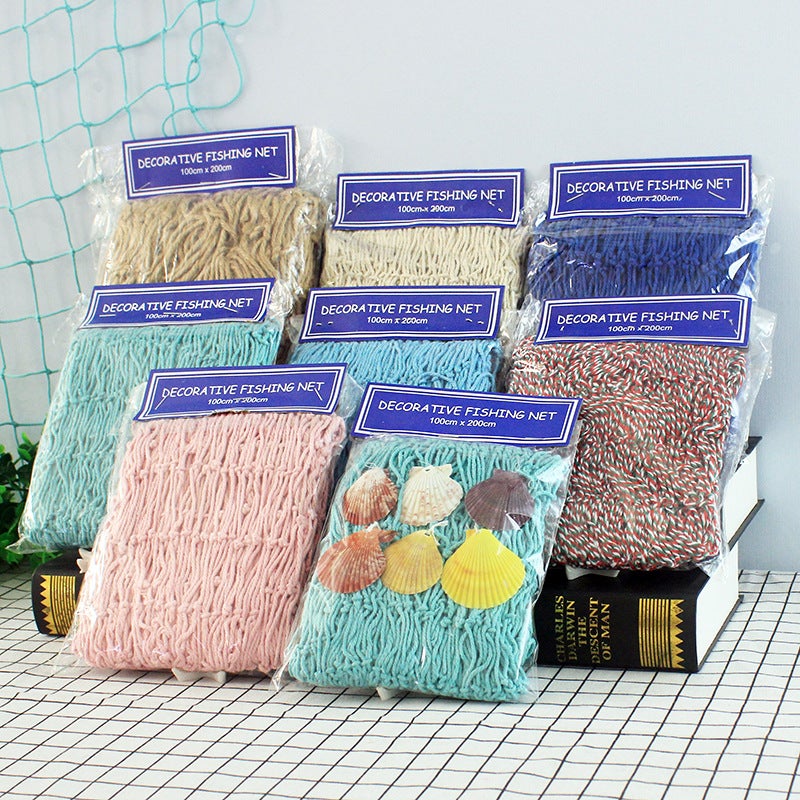 Mediterranean Style Fishing Net Decorative Mesh Shell Hemp Rope Creative Color Net Wall Decorations - Image 4