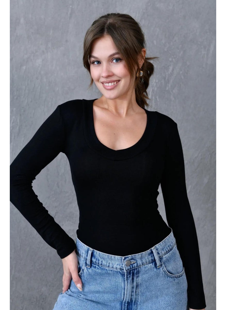 Women's Black V Neck Long Sleeve Blouse - pzsku/ZAD019C5426586C25BF4CZ/45/_/1734438222/18e662b1-2489-46d4-8502-02738e3158fc