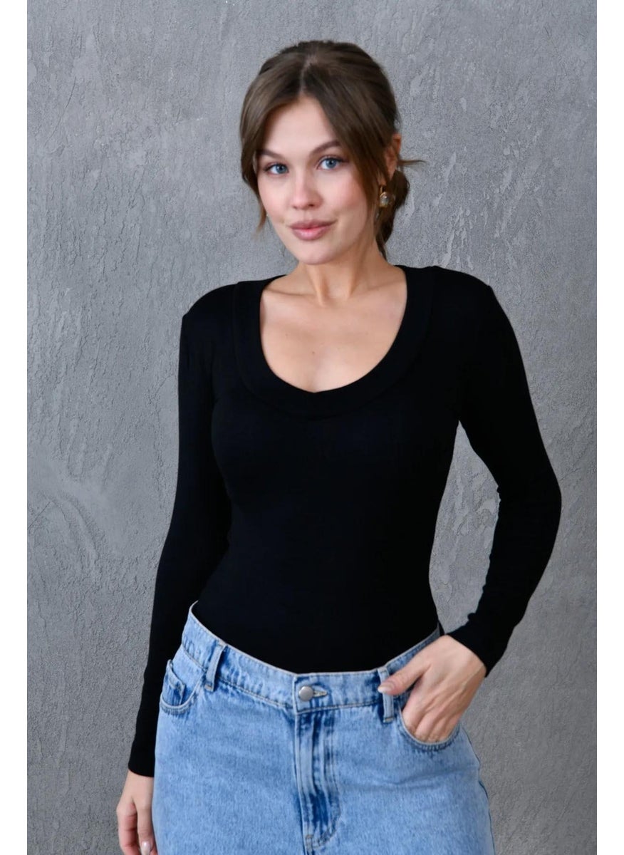 Women's Black V Neck Long Sleeve Blouse - pzsku/ZAD019C5426586C25BF4CZ/45/_/1734438224/62ba1071-85cb-4bbf-9af5-fa5977c47eea