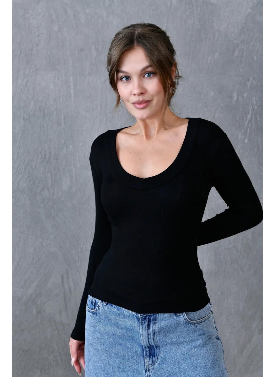 Women's Black V Neck Long Sleeve Blouse - pzsku/ZAD019C5426586C25BF4CZ/45/_/1734438225/3e6564dc-0d5e-4b93-808f-0582c3c261fe