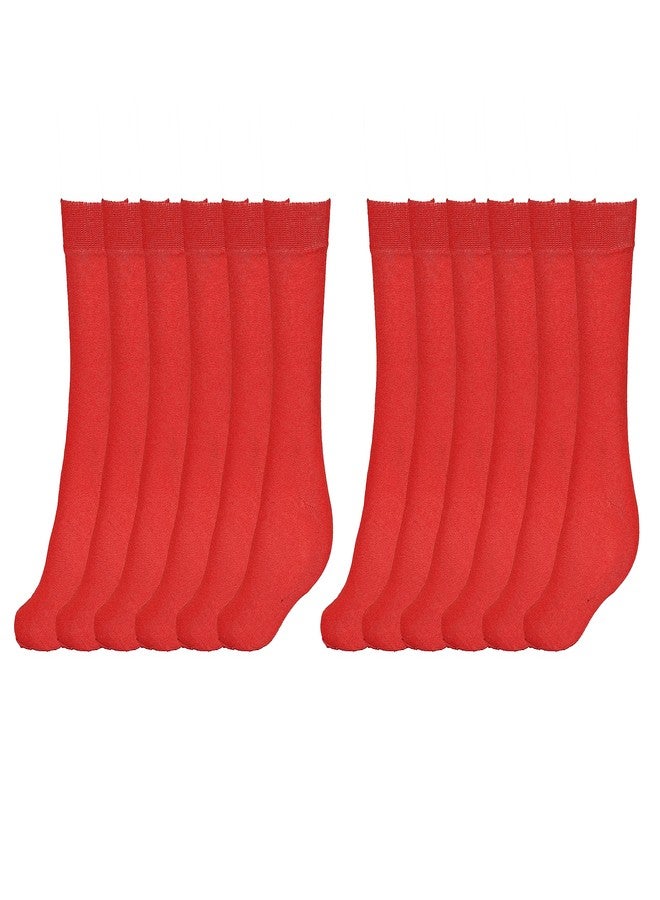 MUKHAKSH (Pack of 6 Pairs = 12 Socks Girls School Red Socks (5-6 Years) - Image 1