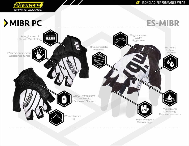 Ironclad MIBR PC Gaming Gloves, Precision Fit, Performance Grip, Machine Washable, (1 Pair), Size S (ES-MIBR-02-S) - Image 5