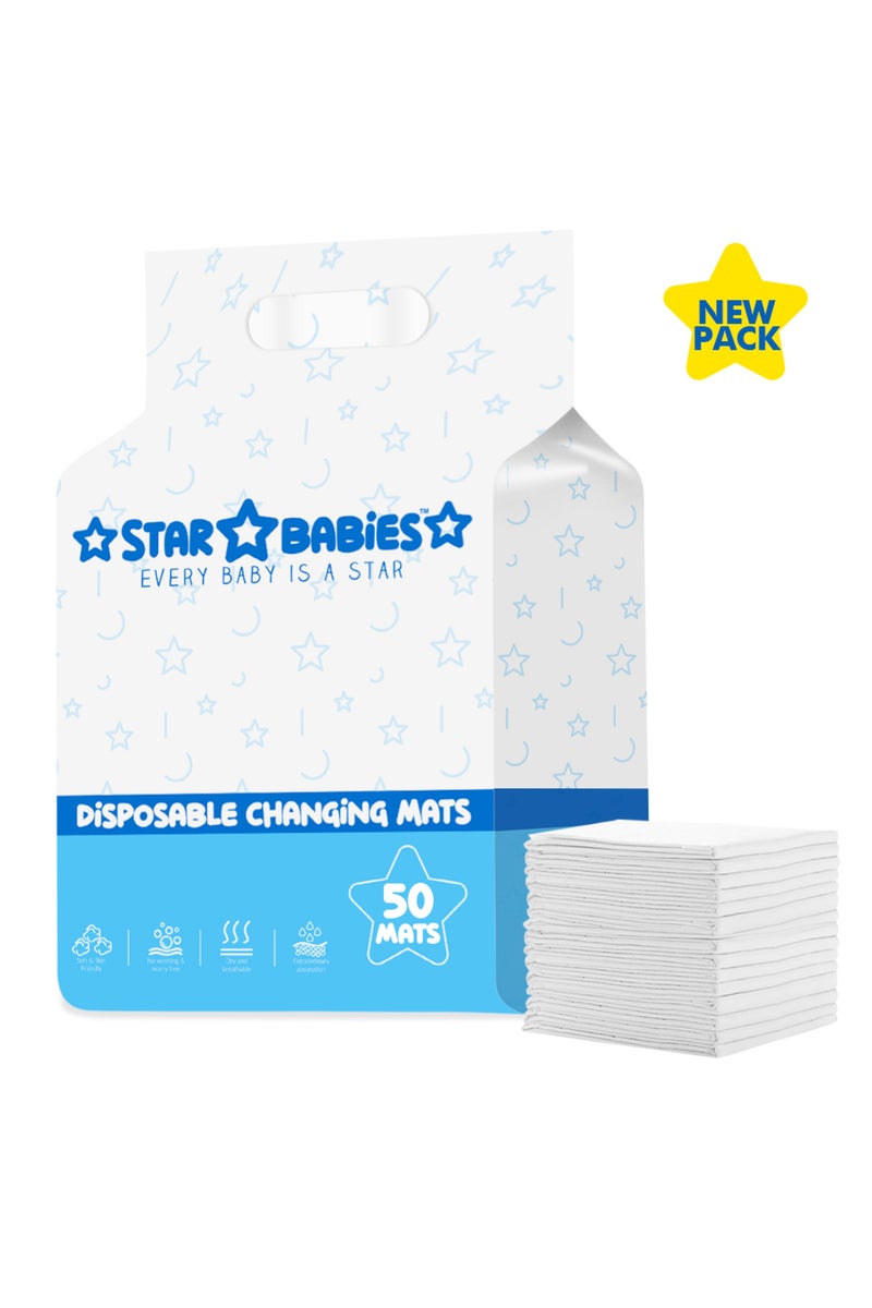 Star Babies - Disposable Changing Mat - Pack of 50 - White - Image 1
