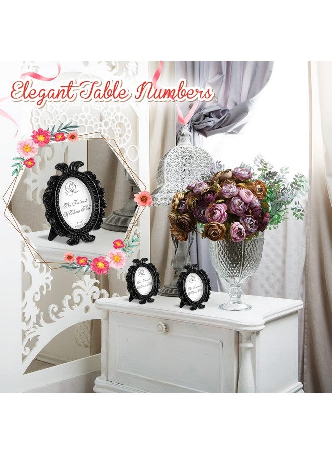 Vicenpal 20 Pieces Vintage Resin Picture Frames Antique Photo Frame Baroque Place Card Photo Holder Oval Mini Frame Table Top Display Christmas Holiday Decor(Black) - Image 4