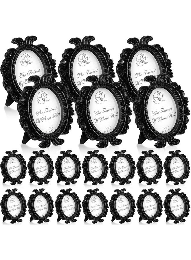 Vicenpal 20 Pieces Vintage Resin Picture Frames Antique Photo Frame Baroque Place Card Photo Holder Oval Mini Frame Table Top Display Christmas Holiday Decor(Black) - Image 1