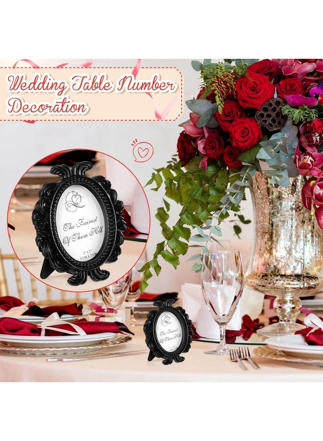 Vicenpal 20 Pieces Vintage Resin Picture Frames Antique Photo Frame Baroque Place Card Photo Holder Oval Mini Frame Table Top Display Christmas Holiday Decor(Black) - Image 2