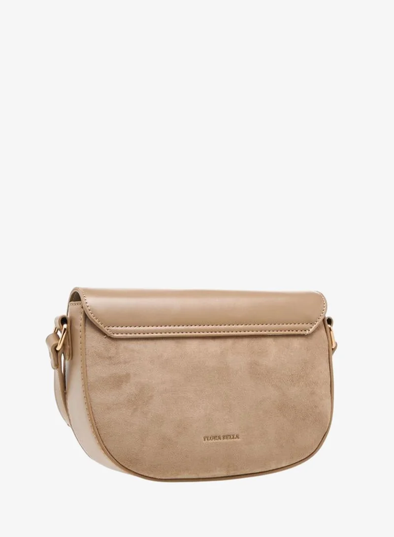Flora Bella By Shoexpress BEIGE Solid Crossbody Bag with Button Closure for Women | Best Price UAE