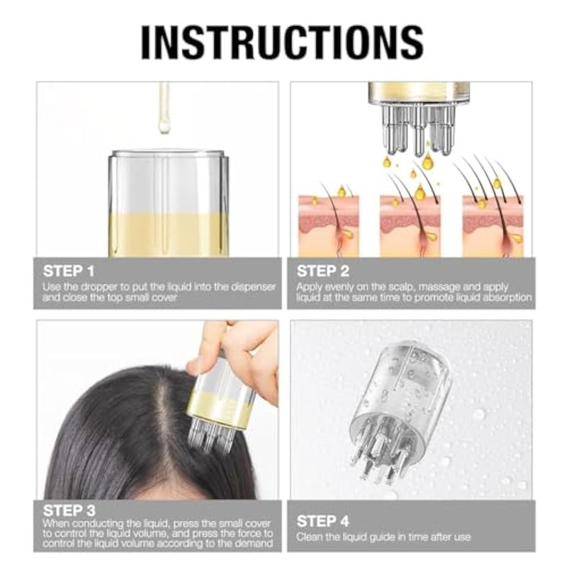 KWSLIN Scalp Applicator Comb, Hair Oil Applicator, Hair Massager for Hair Growth, Ball Root Comb Applicator Bottle Scalp Massager Hair Growth, Hair Serum Applicator, Style C, 1Pack, White - Image 4