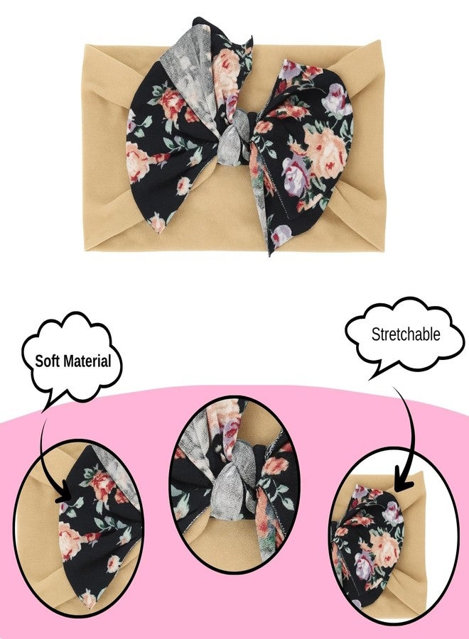 ANNACREATIONS ANNA CREATIONS 5 Pcs Baby Headbands for Girls & Boys, Soft Stretchy Hair Bands with Bow Knot and Flower Design, Comfortable and Stylish Hair Accessories for Newborn, Infant and Toddler Babies - Image 3