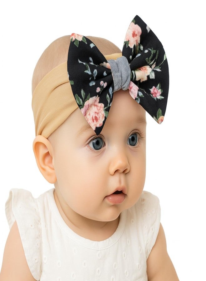 ANNACREATIONS ANNA CREATIONS 5 Pcs Baby Headbands for Girls & Boys, Soft Stretchy Hair Bands with Bow Knot and Flower Design, Comfortable and Stylish Hair Accessories for Newborn, Infant and Toddler Babies - Image 4