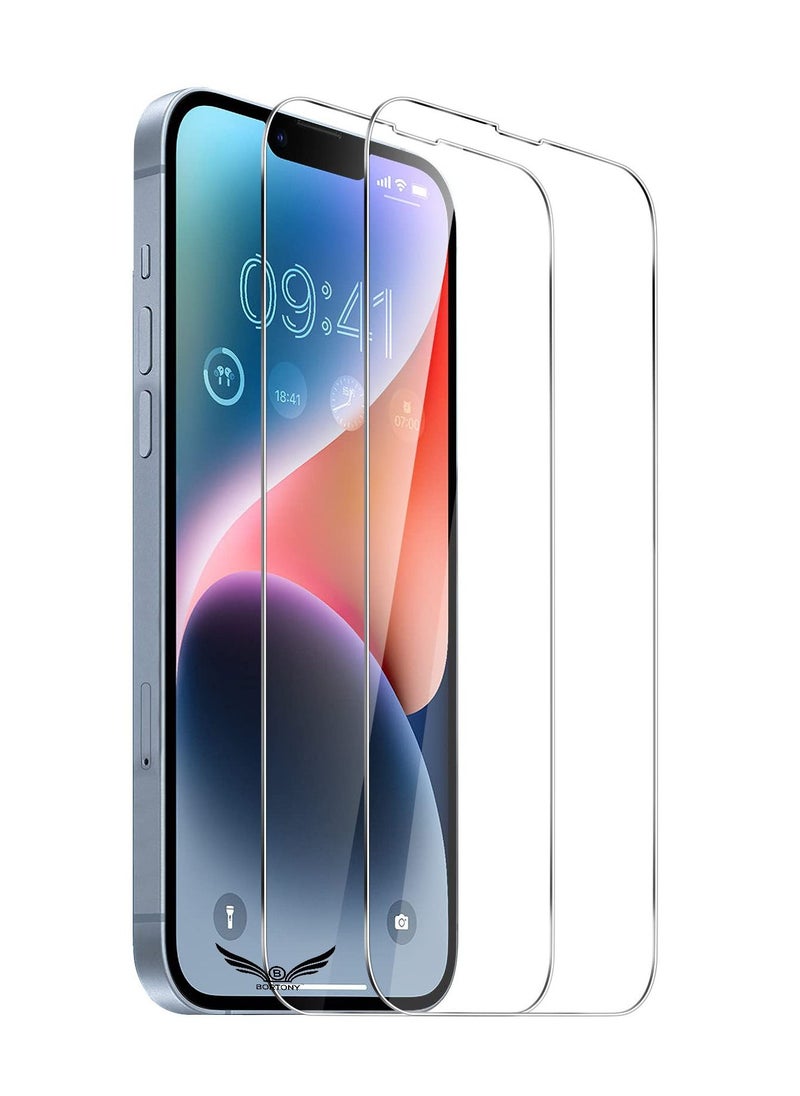 BORTONY Pack of 2 Screen Protector Compatible with 14 Plus/13 Pro Max 6.7" Tempered Glass 9H Hardness [HD Clear] [Anti-Scratch] [Bubble Free] For Apple iPhone 14 Plus/13 Pro Max  - Image 1