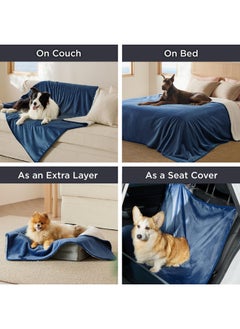 Bedsure Bedsure Waterproof Blanket for Bed - Sherpa Fleece Waterproof Dog Blankets for Large Dogs, Pet Blankets for Bed/Couch/Dog Crate, Soft Plush Reversible Furniture Protector, King Size, 108"x86", Blue  - Image 3