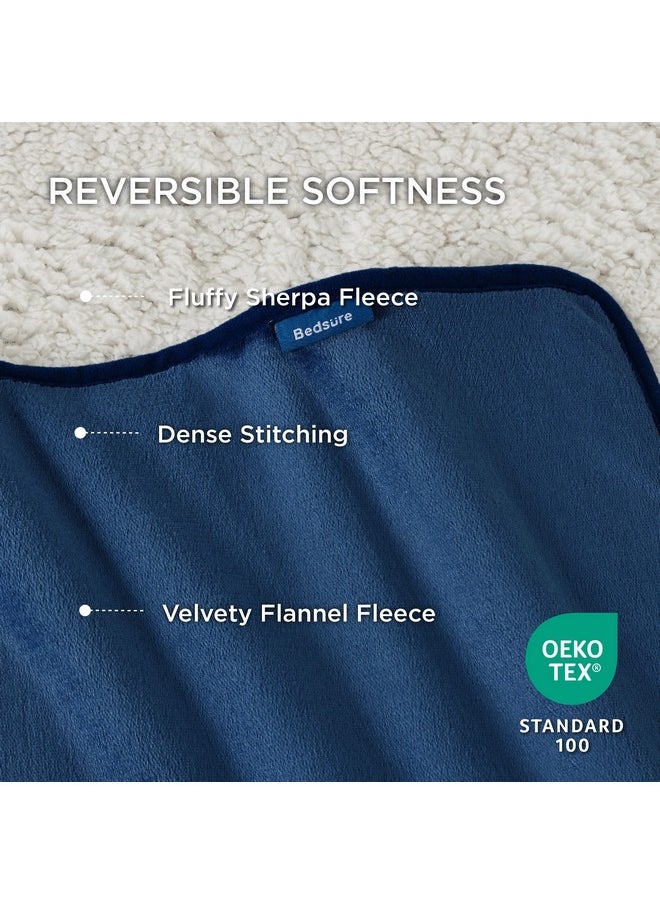 Bedsure - Bedsure Waterproof Blanket for Bed - Sherpa Fleece Waterproof Dog Blankets for Large Dogs, Pet Blankets for Bed/Couch/Dog Crate, Soft Plush Reversible Furniture Protector, King Size, 108"x86", Blue - Image 1