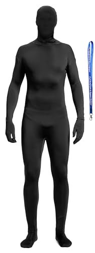 Full Bodysuit With Zipper Helper Unisex Spandex Stretch Adult Costume Zentai Disappearing Man Body Suit (Large, Black) - Image 1