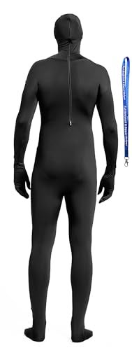 Full Bodysuit With Zipper Helper Unisex Spandex Stretch Adult Costume Zentai Disappearing Man Body Suit (Large, Black) - Image 2
