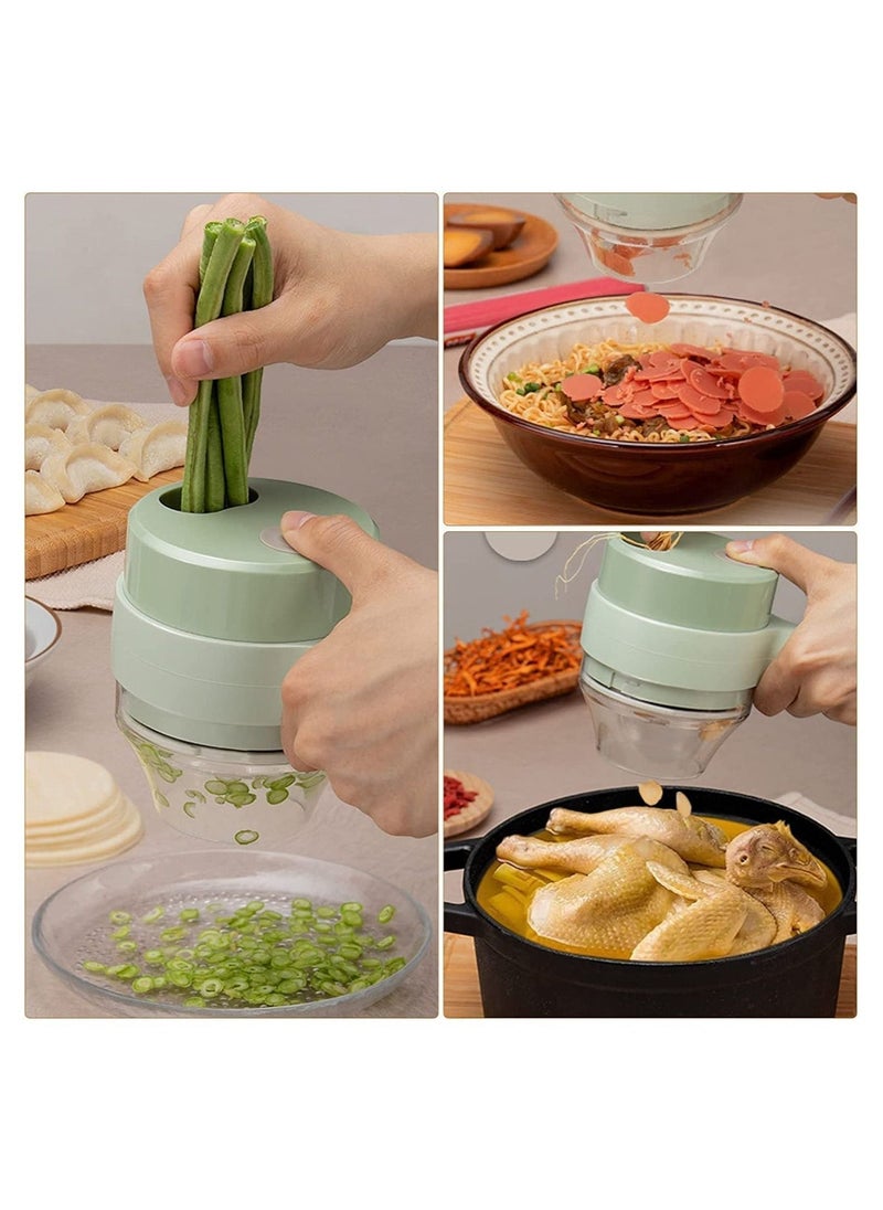 ELTRAZONE 4 in 1 Portable Electric Vegetable Cutter Set,Gatling Vegetable Chopper Mini Wireless Food Processor,Garlic Chili Onion Celery Ginger Meat Garlic Chopper with Brush - Image 3