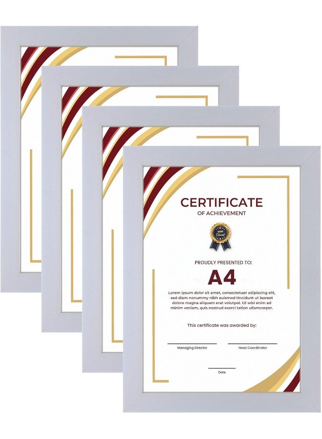 DECORHILLS FRAMES & DECOR A4 Certificate – Real Glass Protector, PVC, Wall Mount Tabletop Display, White, Size 25x33.8cm Pack of 4 - Image 1