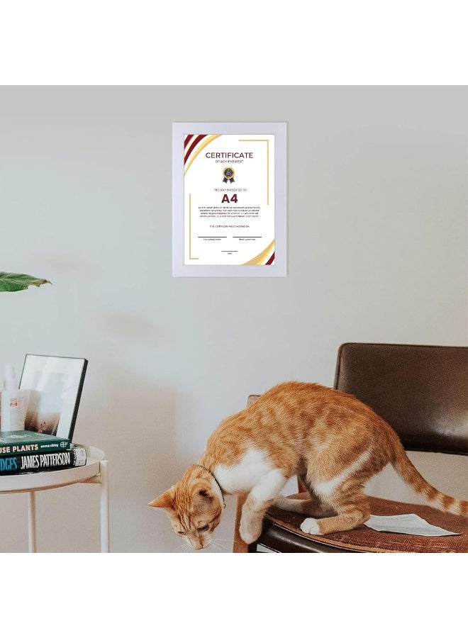 DECORHILLS FRAMES & DECOR A4 Certificate – Real Glass Protector, PVC, Wall Mount Tabletop Display, White, Size 25x33.8cm Pack of 4 - Image 2