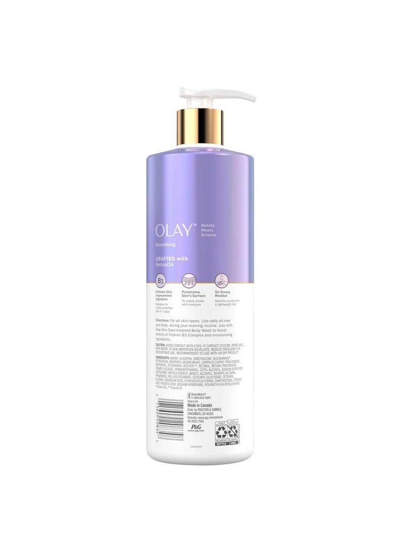 Olay Smoothing Body Lotion 17 fl oz, 502ml with Retinol Serum, Visibly Smoother Skin, 24hr Moisture & Hydration, Fast Absorbing Formula, Vitamin B3 Complex, For All Skin Type - Image 2