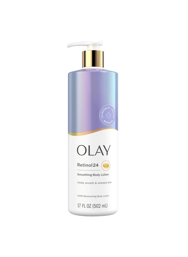 Olay Smoothing Body Lotion 17 fl oz, 502ml with Retinol Serum, Visibly Smoother Skin, 24hr Moisture & Hydration, Fast Absorbing Formula, Vitamin B3 Complex, For All Skin Type - Image 1