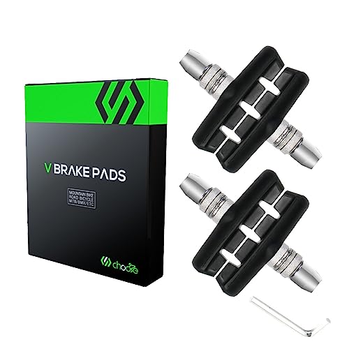 Chooee Bike V-Brake Pads, Bicycle 55mm Brake Blocks Set, 2 Pairs Universal Brake Shoes, Black - Image 1