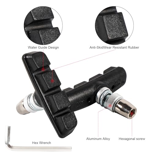 Chooee Bike V-Brake Pads, Bicycle 55mm Brake Blocks Set, 2 Pairs Universal Brake Shoes, Black - Image 5