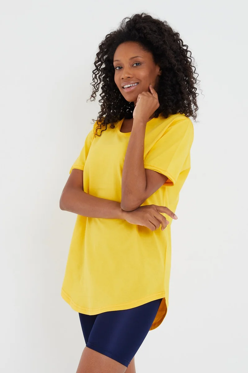 كوول تارز Cool Style Style Cool Women Yellow Dirty Collar Casual T-SHIRT-XKTCPS001R03S