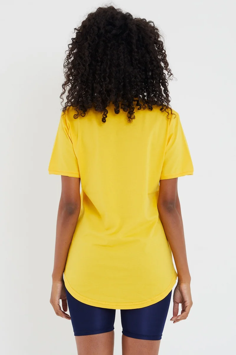 كوول تارز Cool Style Style Cool Women Yellow Dirty Collar Casual T-SHIRT-XKTCPS001R03S