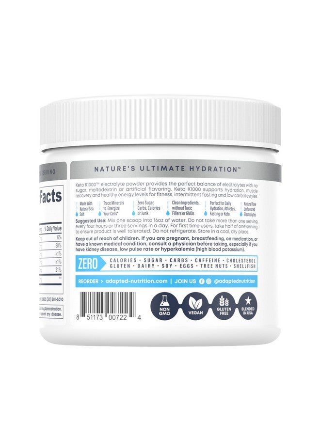 Hi-Lyte Keto K1000 Electrolyte Powder | Unflavored | Hydration Supplement Drink Mix | Boost Energy & Beat Leg Cramps | No Sugar, Stevia, Maltodextrin | 50 Servings - Image 1